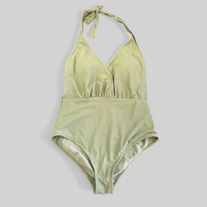 NEW Kona Sol Elegant Halter One-Piece Swimsuit - Light Green - Size Large 12
